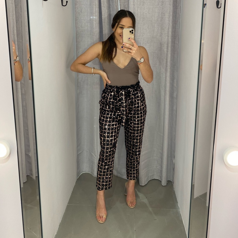 Black & Gold Sequin Pants (New)